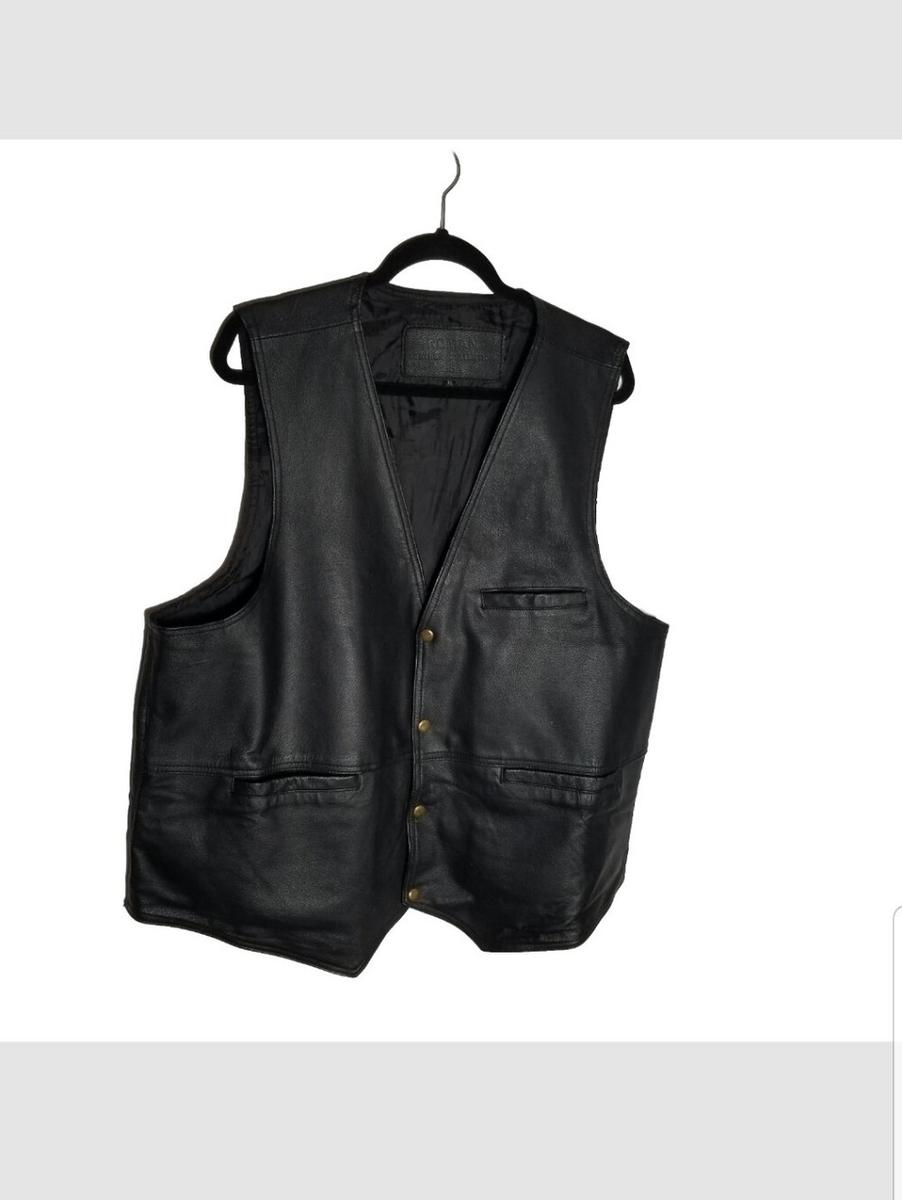 Roman Leather Collection Vest Men's XL Black Biker Vest Concealed Carry Pockets